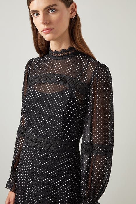 CELESTIA TIERED MAXI DRESS BLACK/CREAM 5