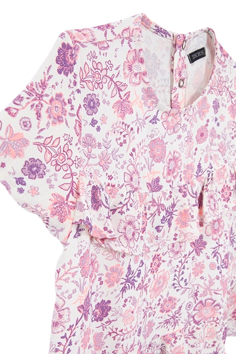 GIRLS' OFF-WHITE BLOUSE WITH VIOLET FLOWER PRINT 4