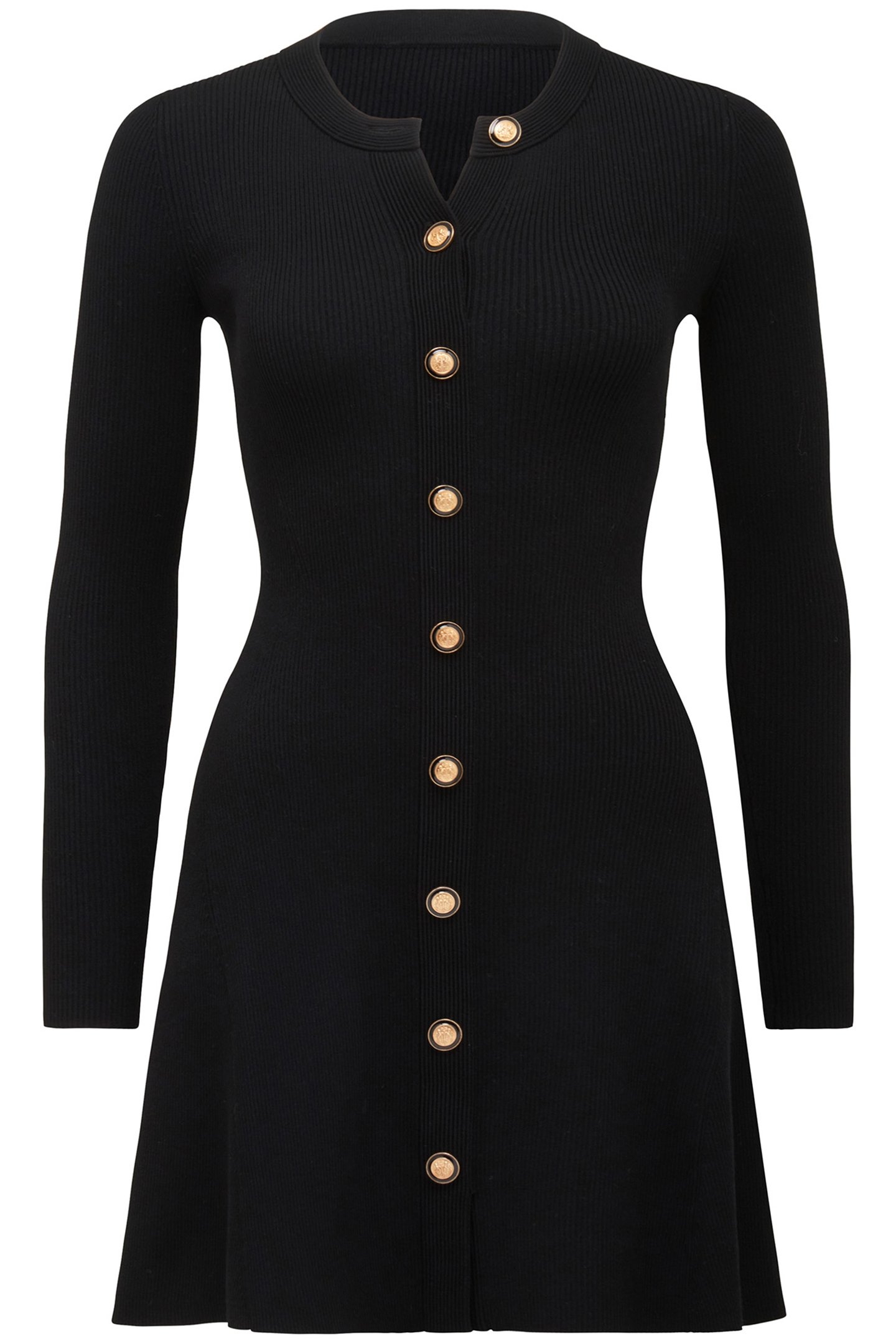 JOLIE BUTTON THROUGH MINI KNITTED DRESS BLACK 4