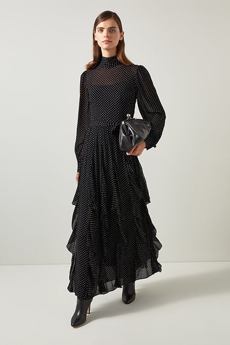 LUCIE POLKA MAXI DRESS BLACK/CREAM 4