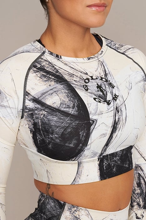 HELEN - WOMEN'S CROPPED LONGSLEEVE TOP MANDRALL ABSTRACT 3