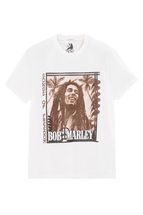 WHITE ORGANIC COTTON T-SHIRT, BOB MARLEY IMAGE 4