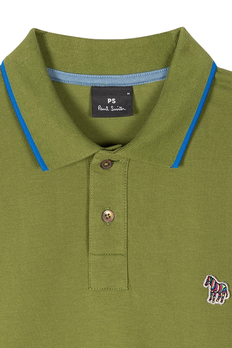 MENS SLIM FIT POLO ZEB BADGE MILITARY GREEN 2