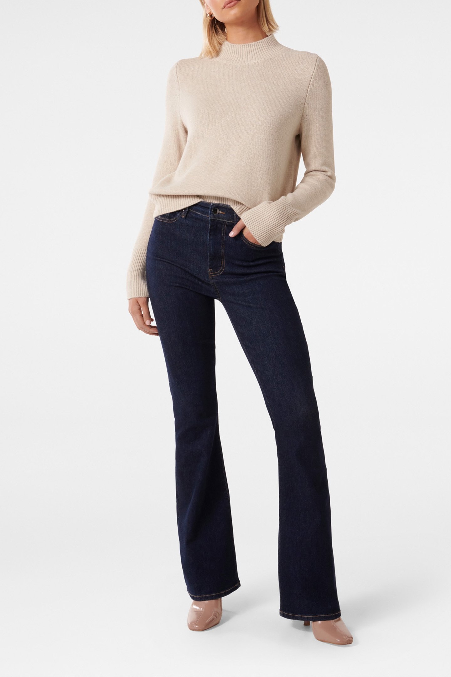 POPPY STAND NECK JUMPER OATMEAL 3