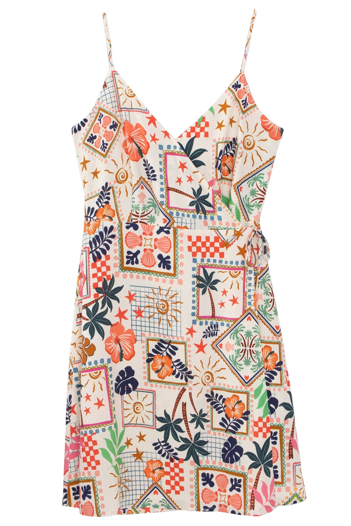 DRESS COVER-UP ECRU PATCHWORK PRINT 3