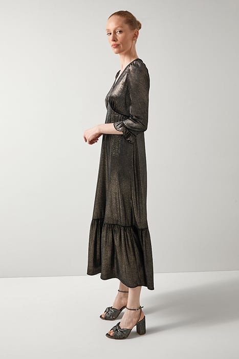 DEBORAH PEPLUM MIDI DRESS GOLD 4