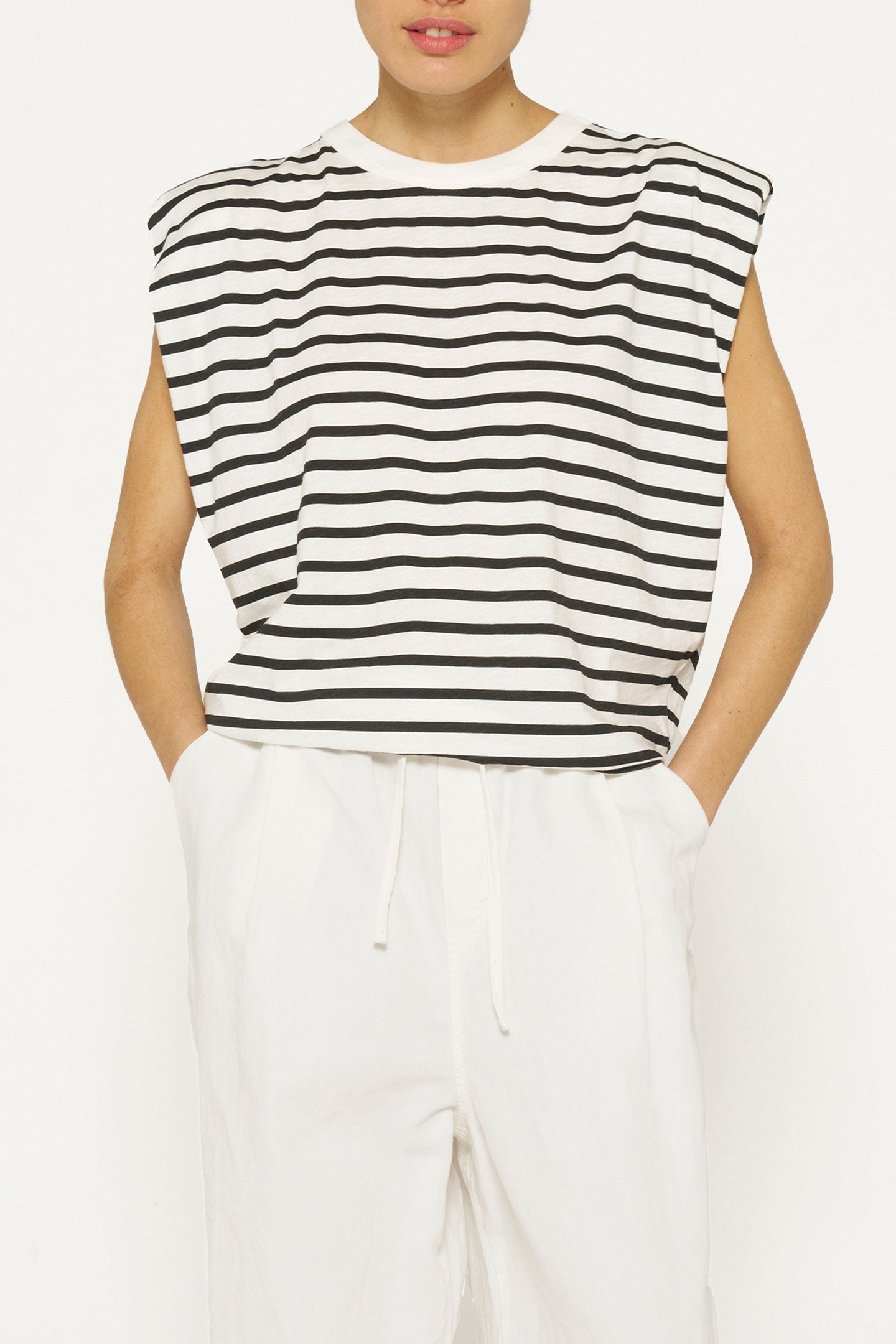 PADDED PROUD TEE STRIPES ECRU/BLACK 1