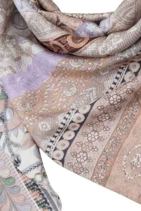 SILK SCARF ST. TROPEZ PATCHWORK MARRAKESH SALMON 4