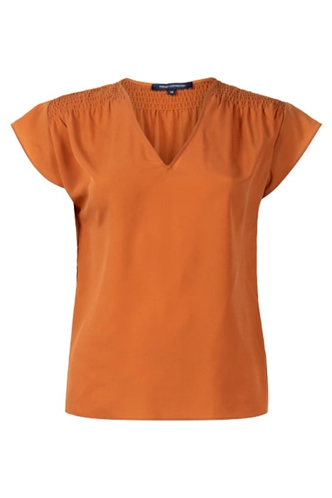 CREPE LIGHT V NK SHOULDER TOP BROWN 1