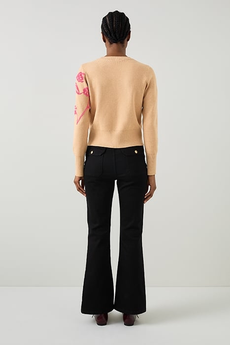 HENRIETTA FLORAL KNITTED SWEATER CAMEL 2