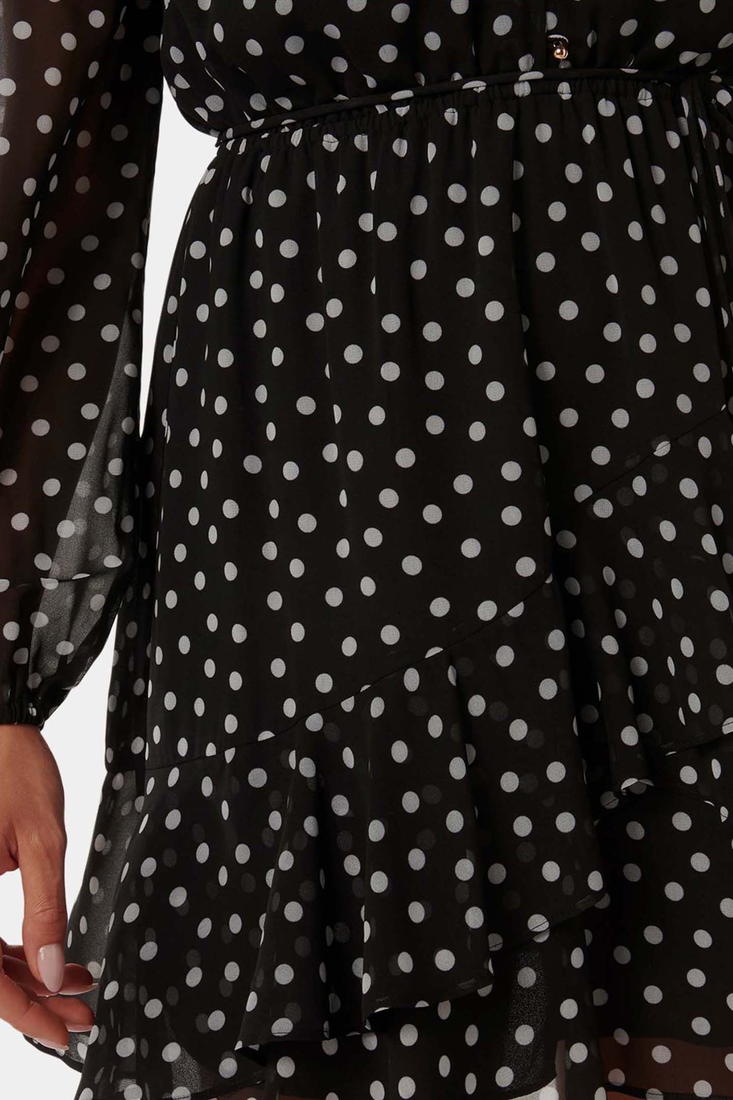 ESRA BUTTON FRONT MINI DRESS BLACK SAVONA SPOT 6