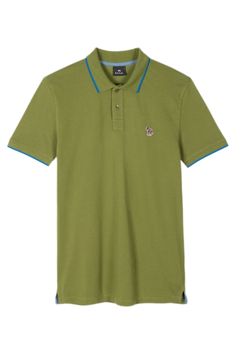 MENS SLIM FIT POLO ZEB BADGE MILITARY GREEN 1