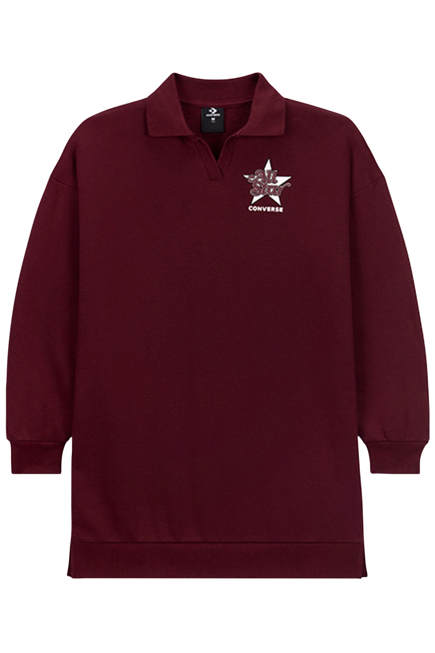 LONG SLEEVE POLO DRESS DEEP BORDEAUX 1