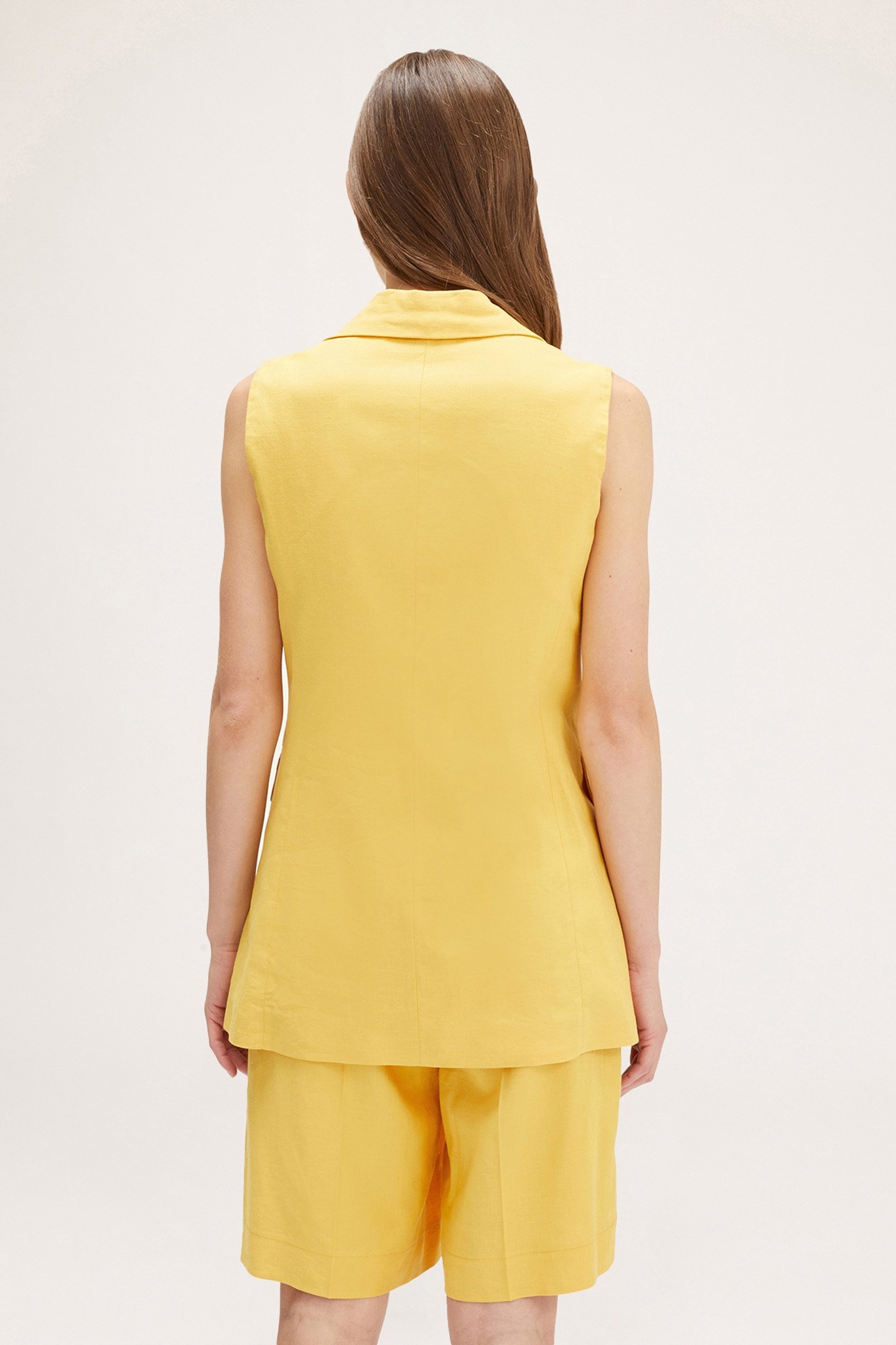LINEN VISCOSE LONG WAISTCOAT YELLOW 2