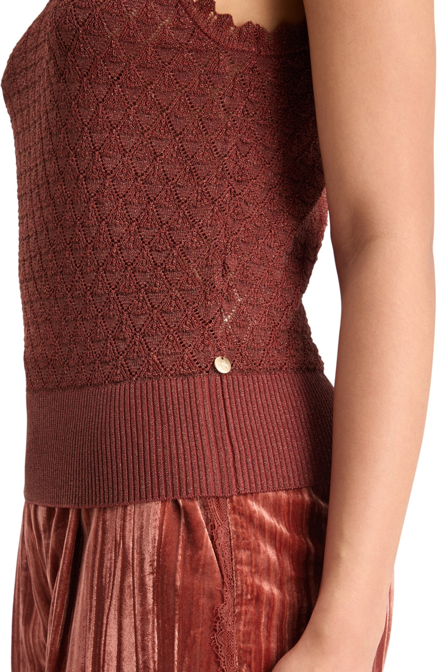 METALLIC POINTELLE KNITTED TANK RUST 7