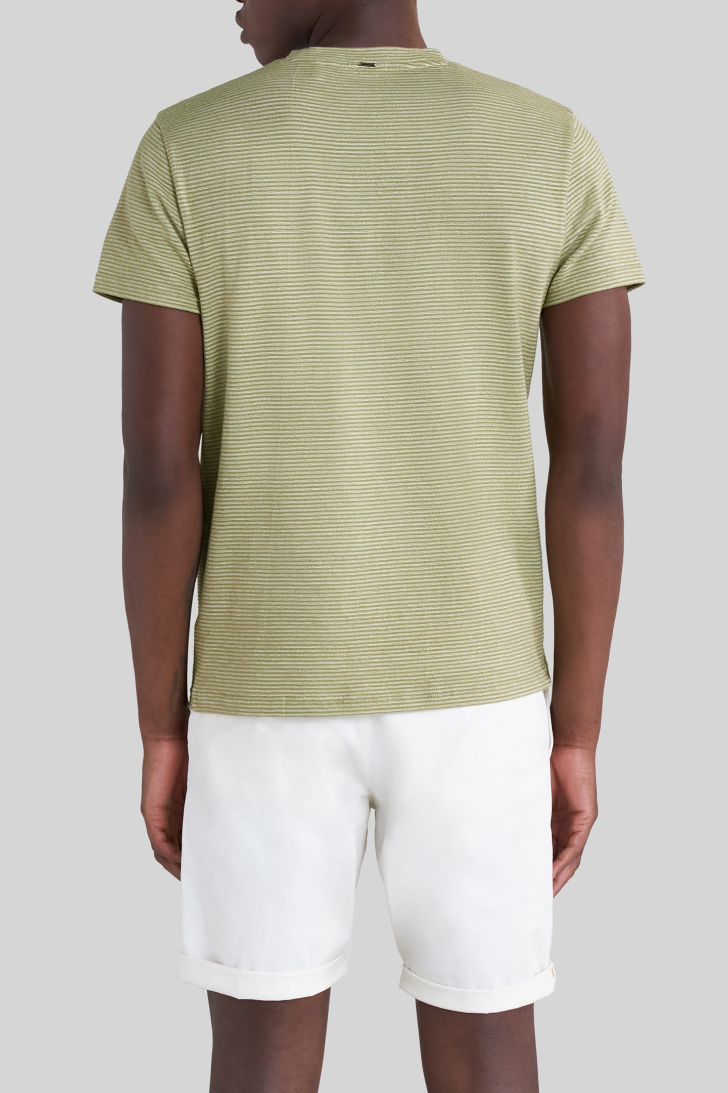 PISTACHIO ORGANIC COTTON THIN STRIPED T-SHIRT 2