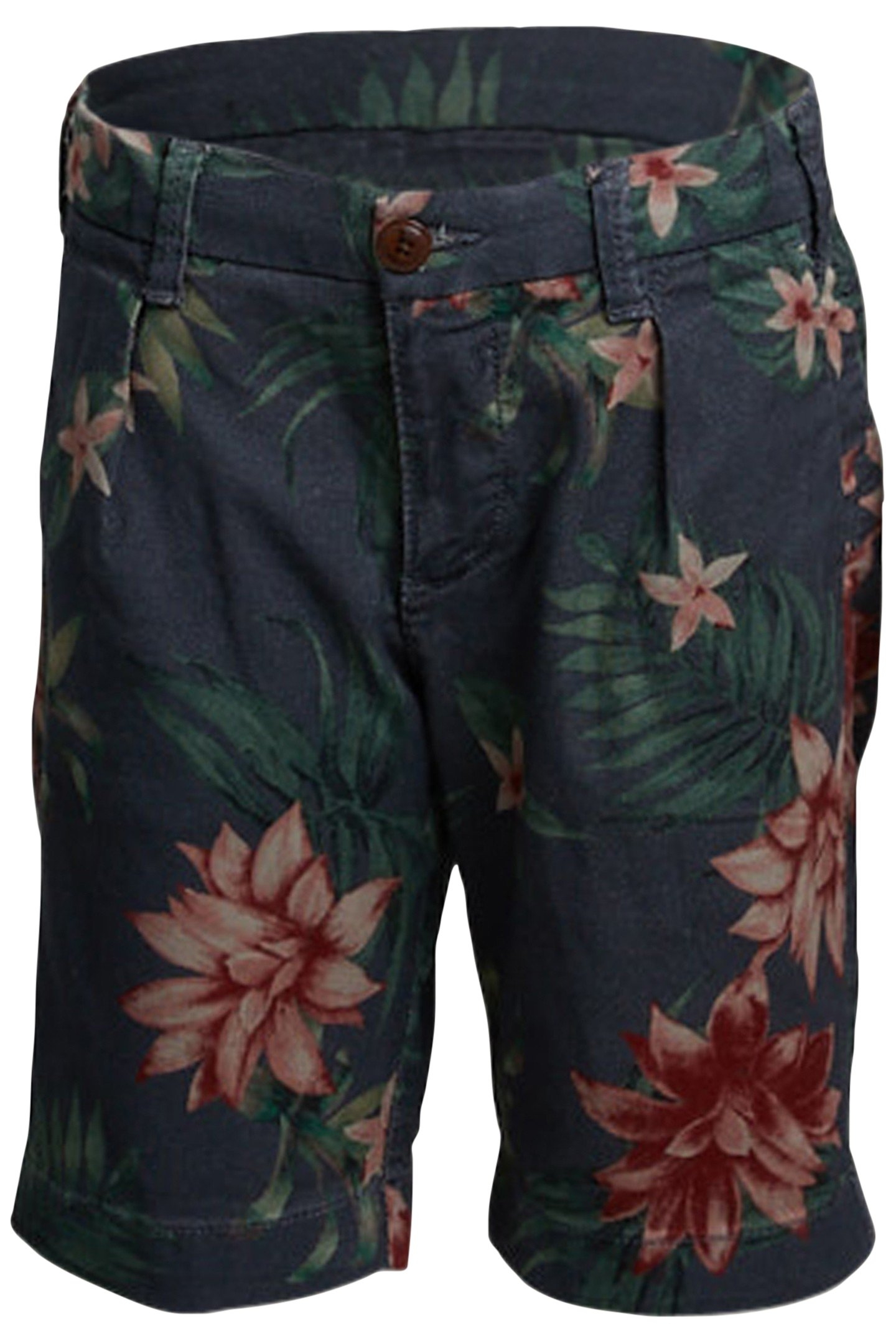 RED FLOWER PRINT PLEAT SHORT 1