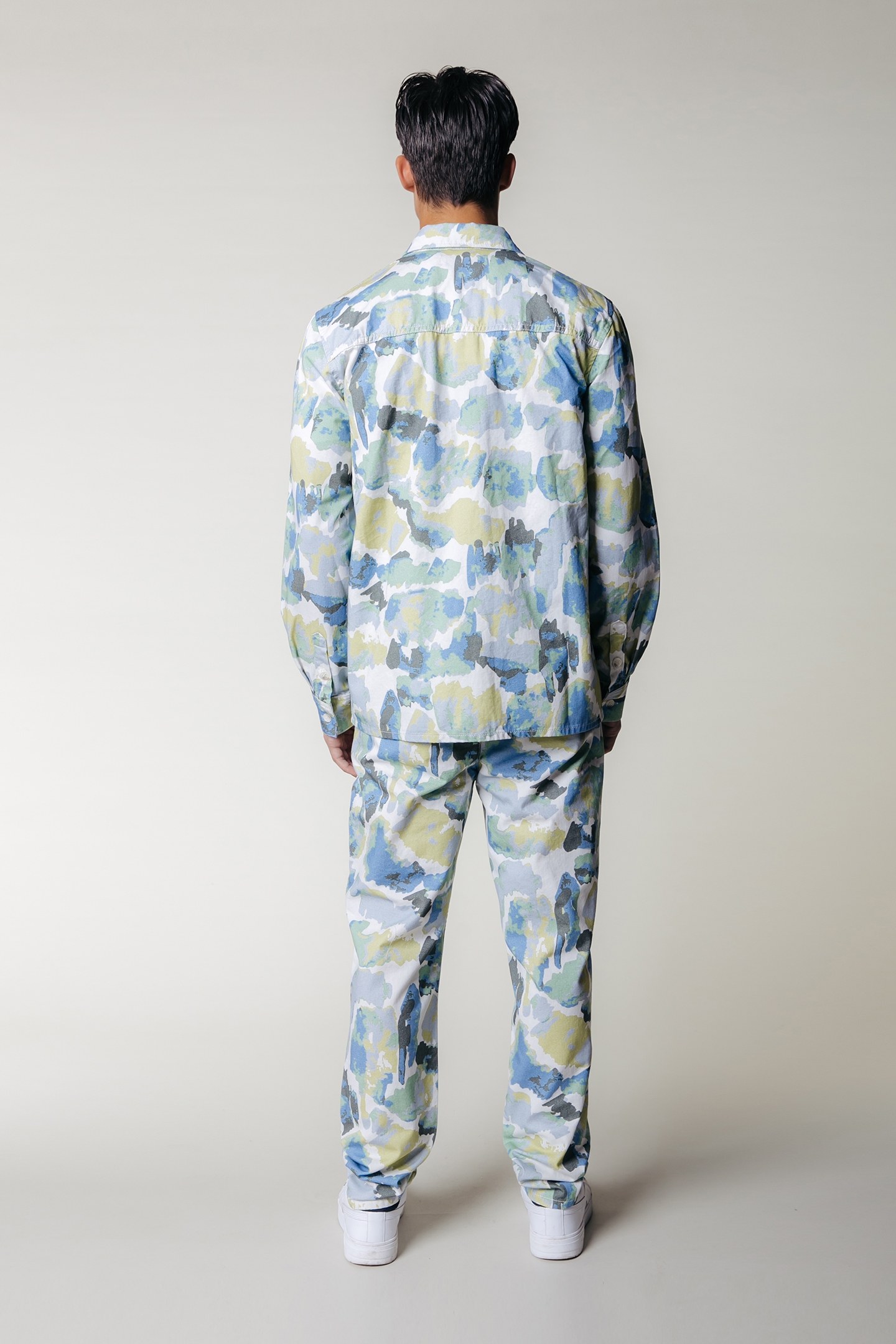 DEX ABSTRACT LEAVES CHINO PANTS LIME 2