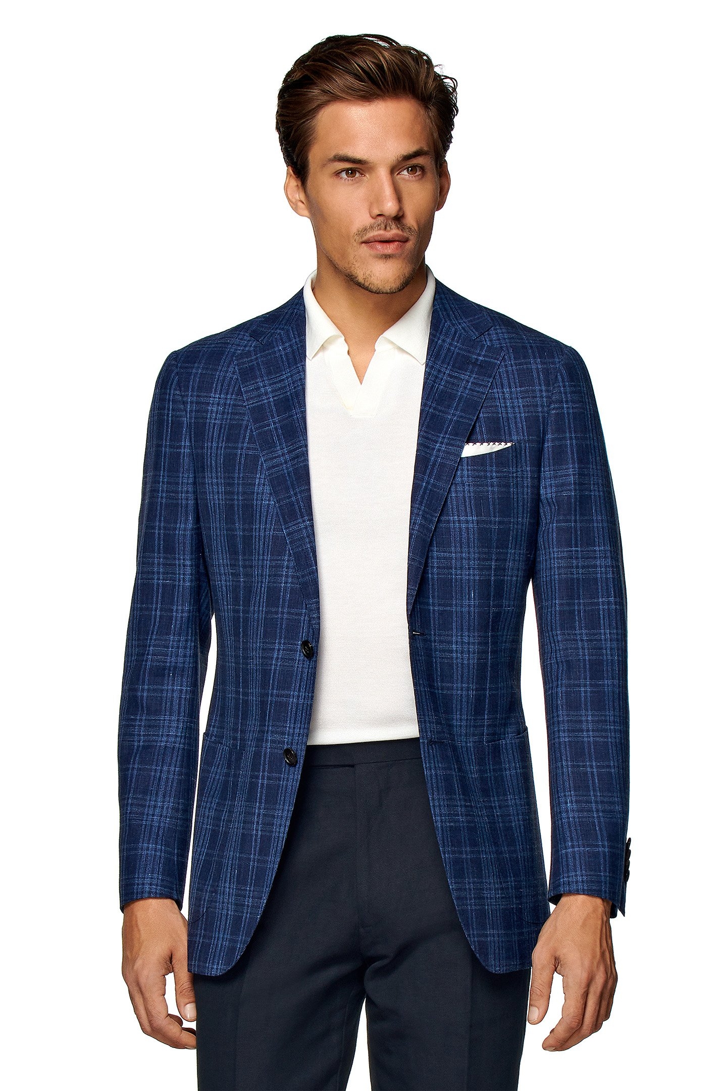 MID BLUE CHECKED TAILORED FIT HAVANA BLAZER MID BLUE 1