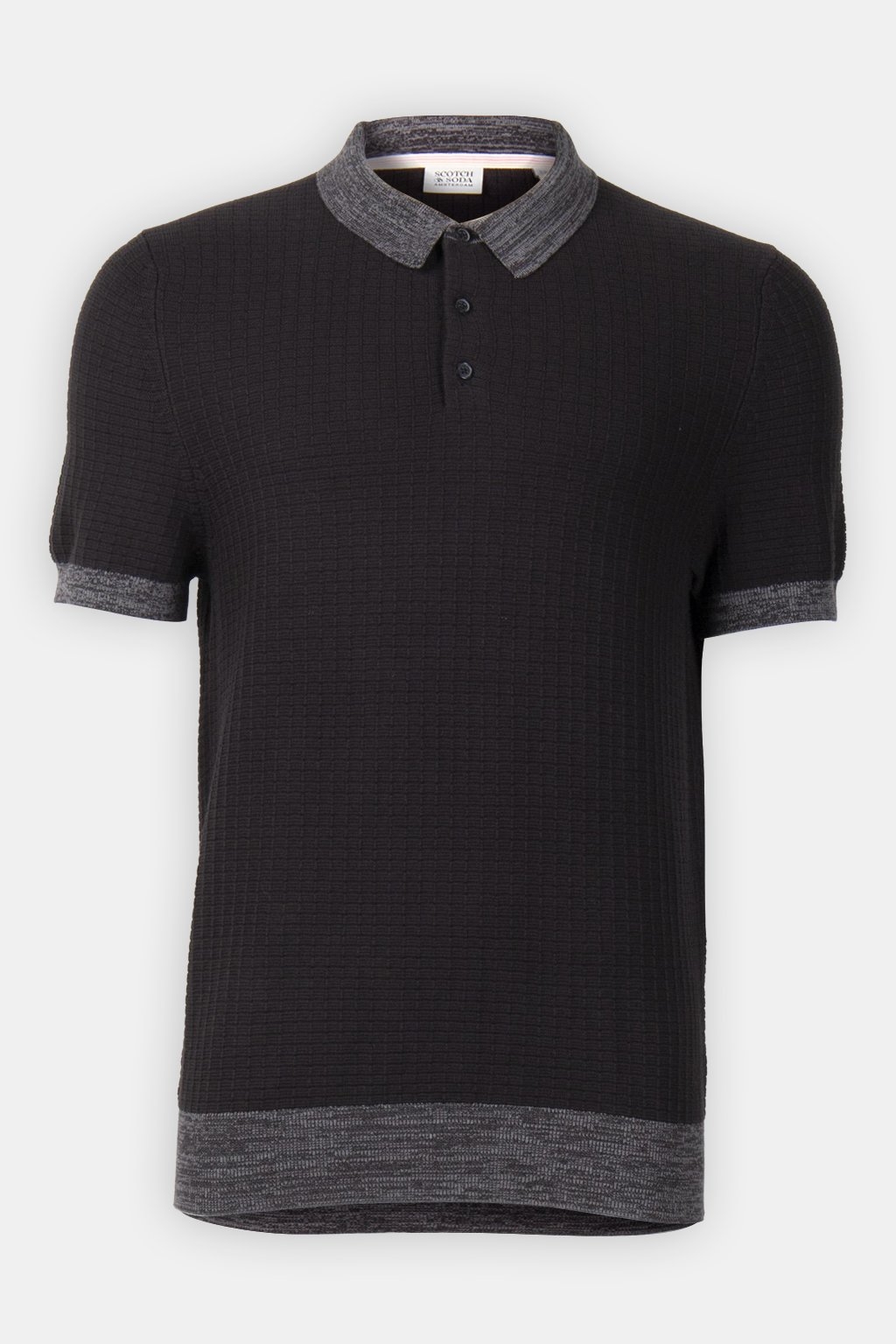 MARLED RIB SWEATER SS POLO BLACK GREY 3