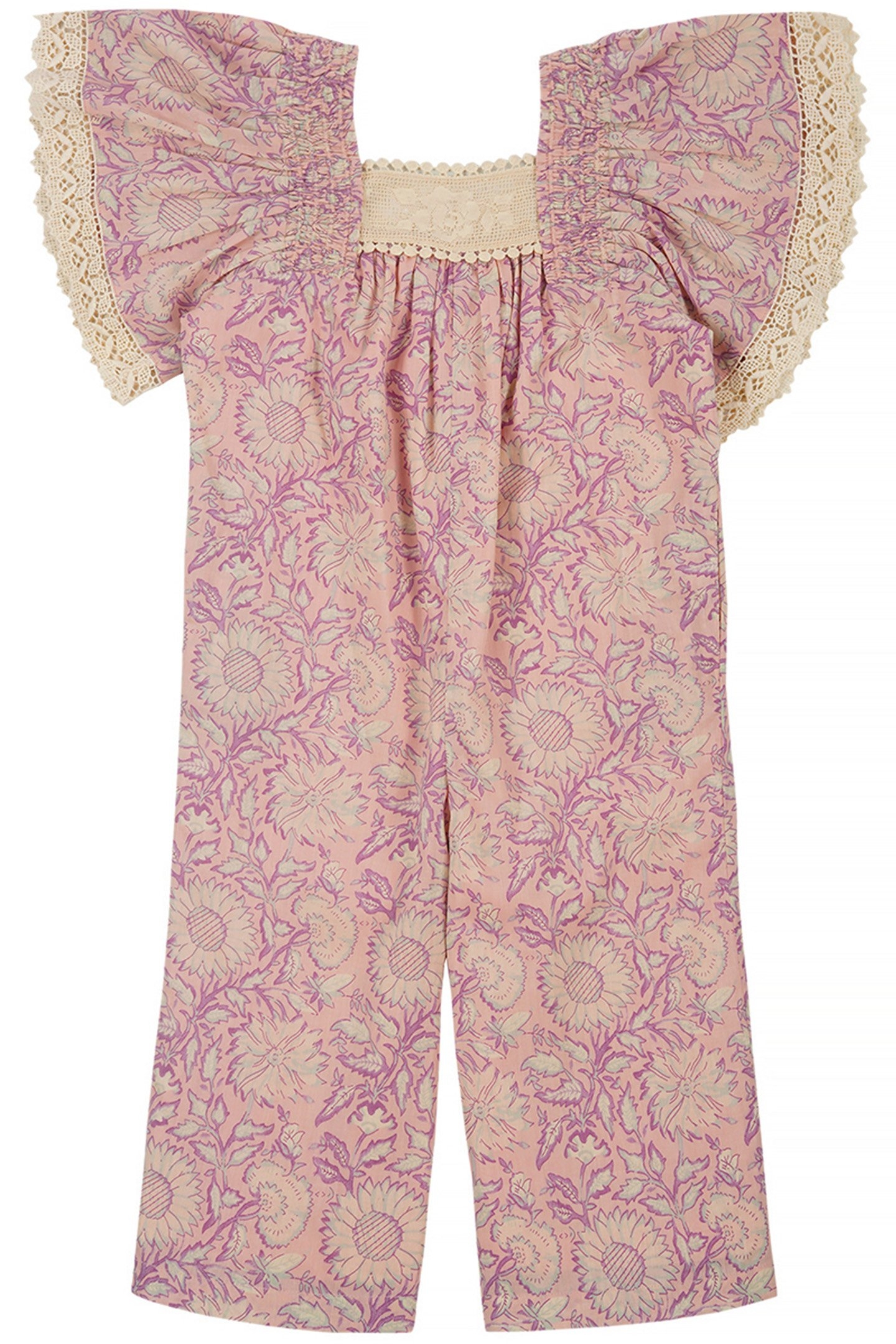 OVERALLS IRENE PINK DAISY GARDEN 1