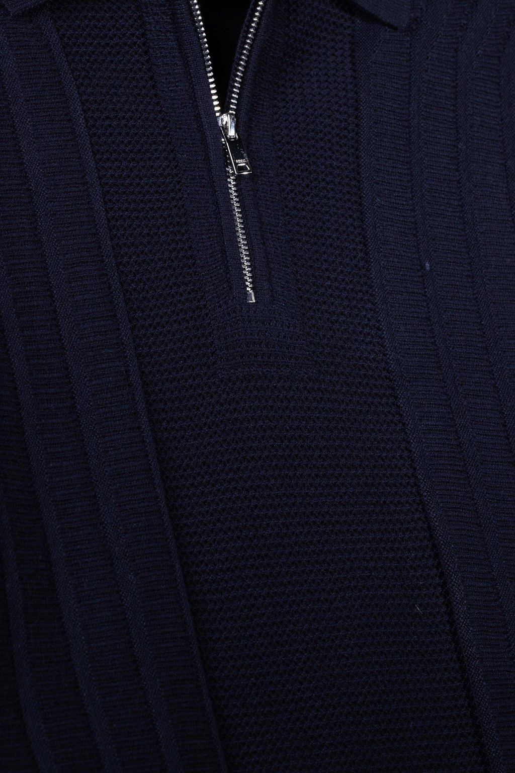 PATTERNED ZIP NECK POLO NAVY 4