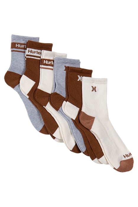 6PK MENS 1/2 TERRY HIGH QTR CR CREAM/CHOC 1