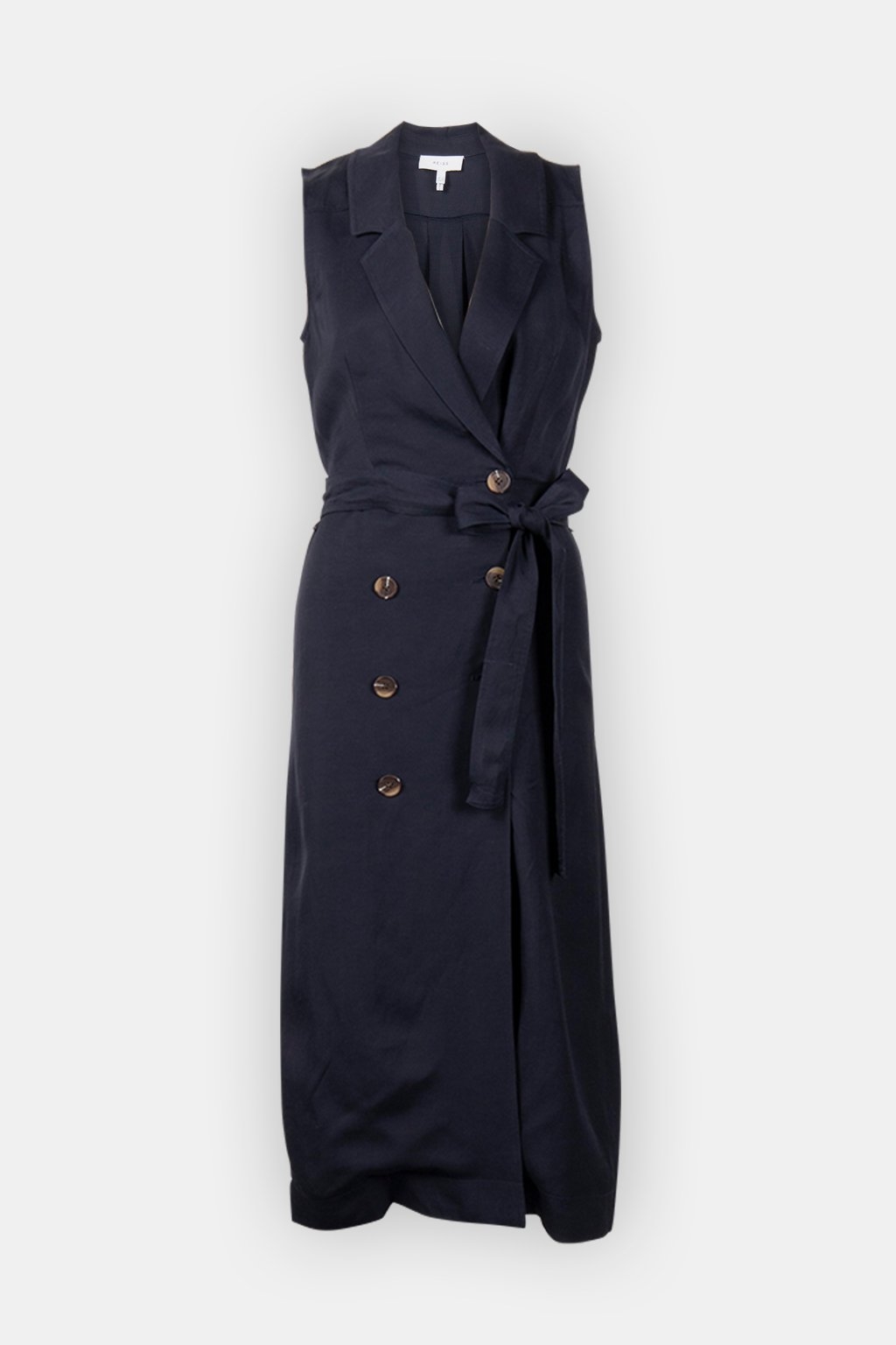 STRUCTURED LINEN DRESS NAVY 3