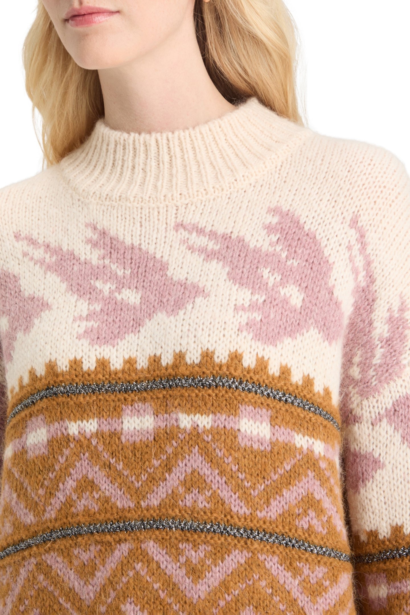 METALLIC FAIR ISLE PULLOVER TOBACCO 7