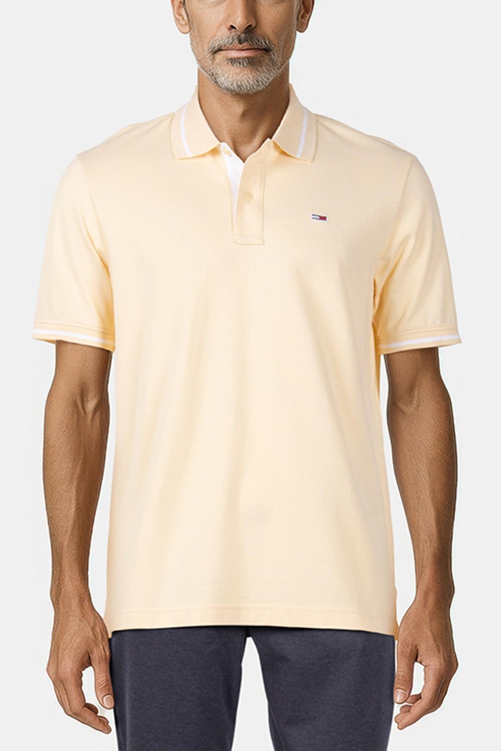 TJM REG TIPPED POLO CUSTARD CREAM 1