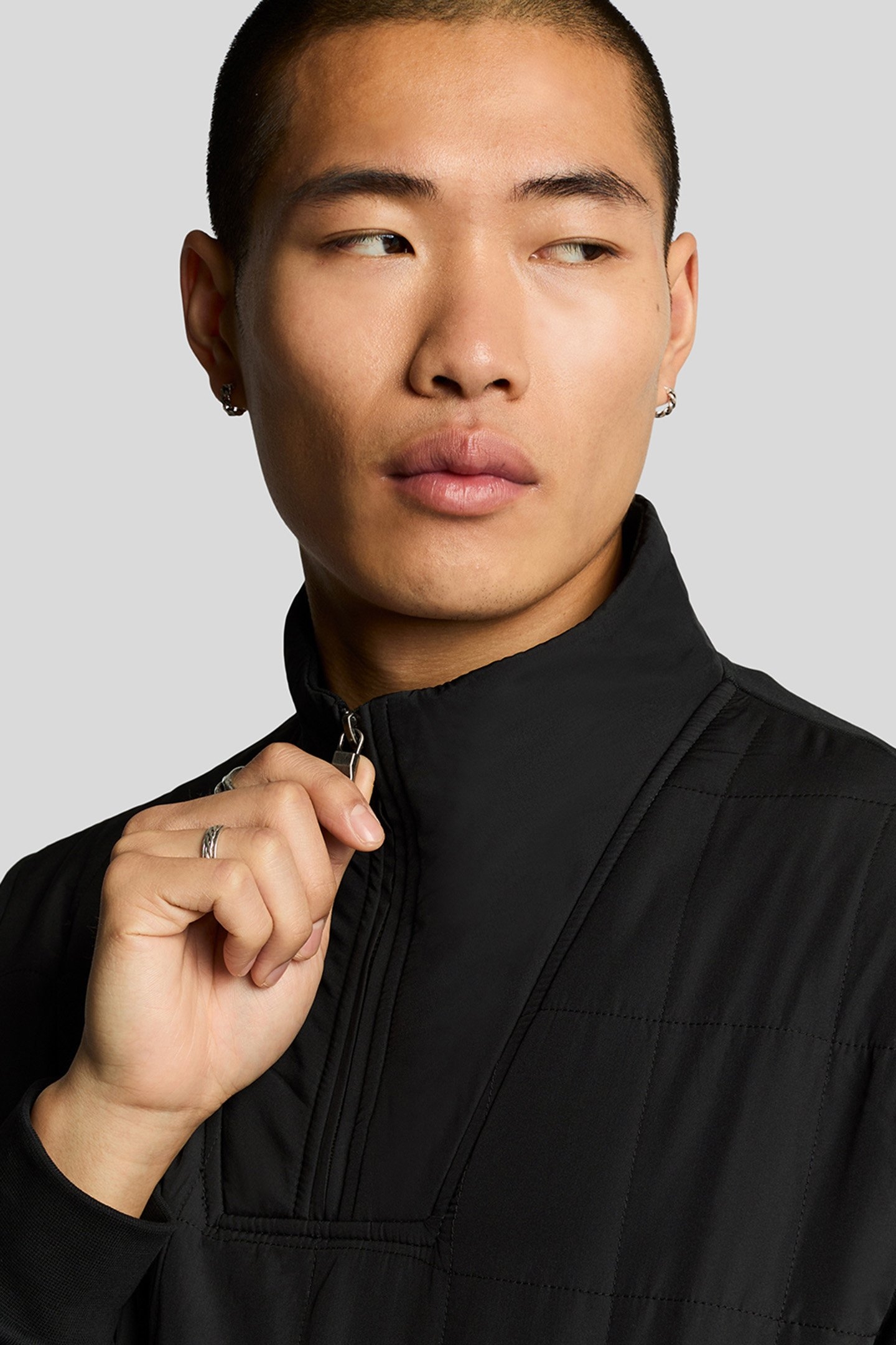 HYBRID QUILTED QUARTER ZIP SWEATSHIRT JET BLACK 5