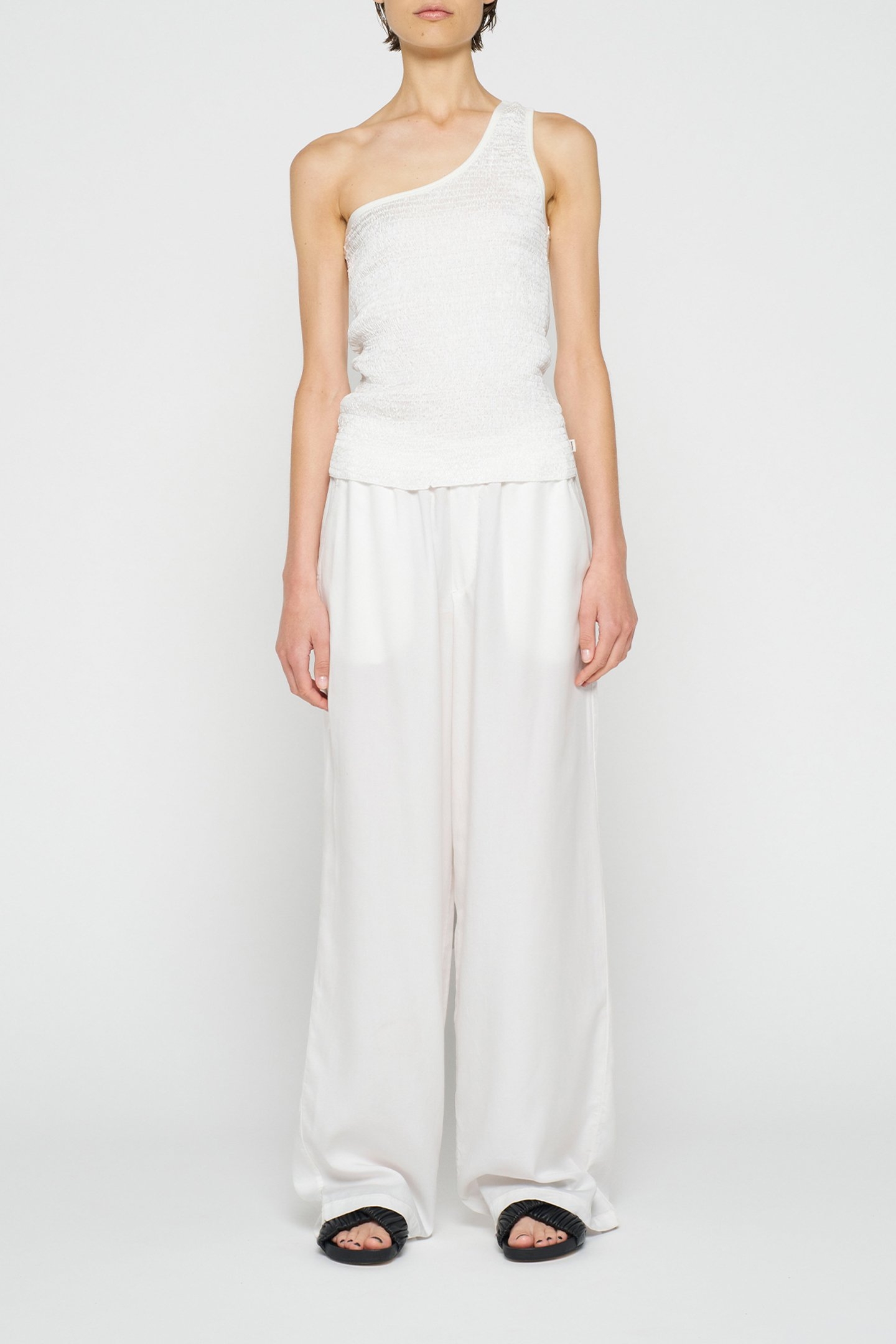 ONE SHOULDER SMOCK TOP ECRU 2