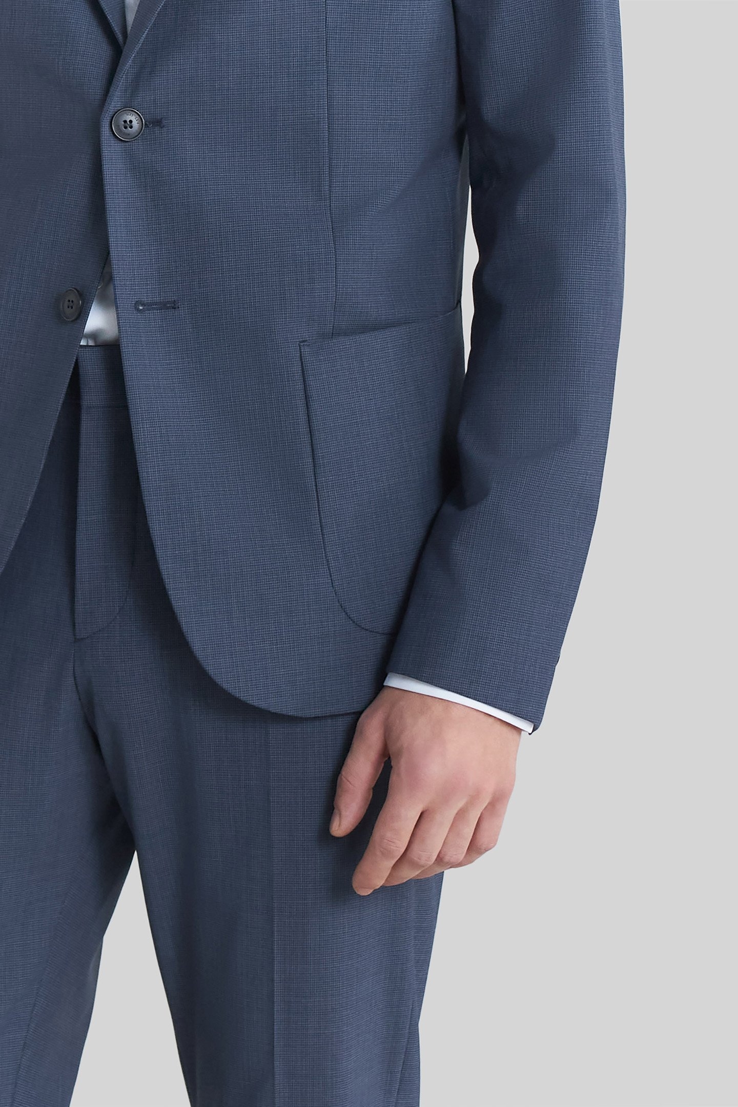 NAVY MINI-CHECK TRAVEL SUIT SUIT JACKET 7