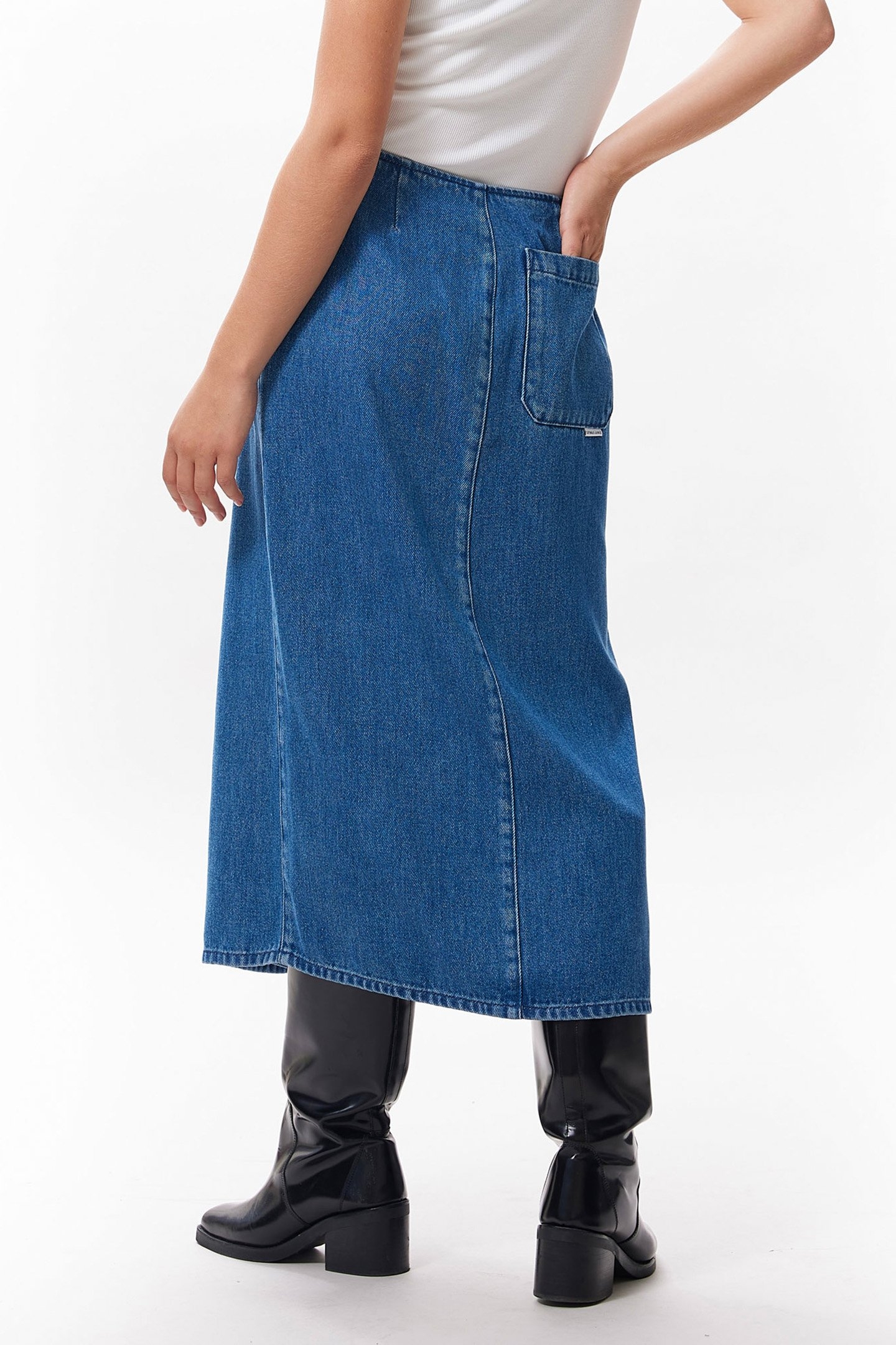 DENIM WRAP SKIRT MEDIUM BLUE 2
