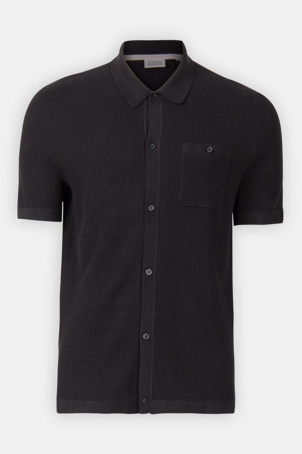 SS BUTTON FRONT CHEST POCKET SWEATER BLACK GREY 3