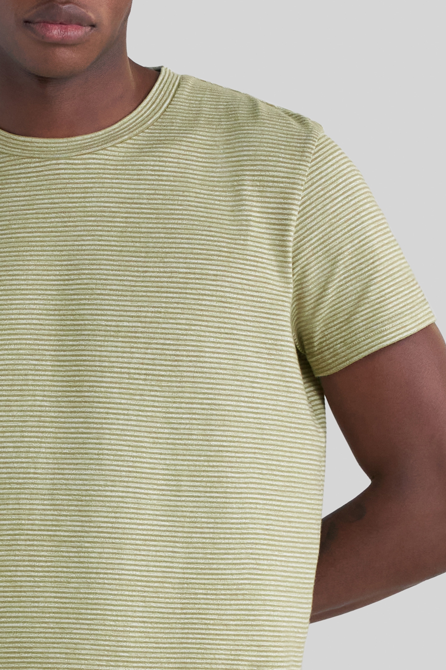 PISTACHIO ORGANIC COTTON THIN STRIPED T-SHIRT 6