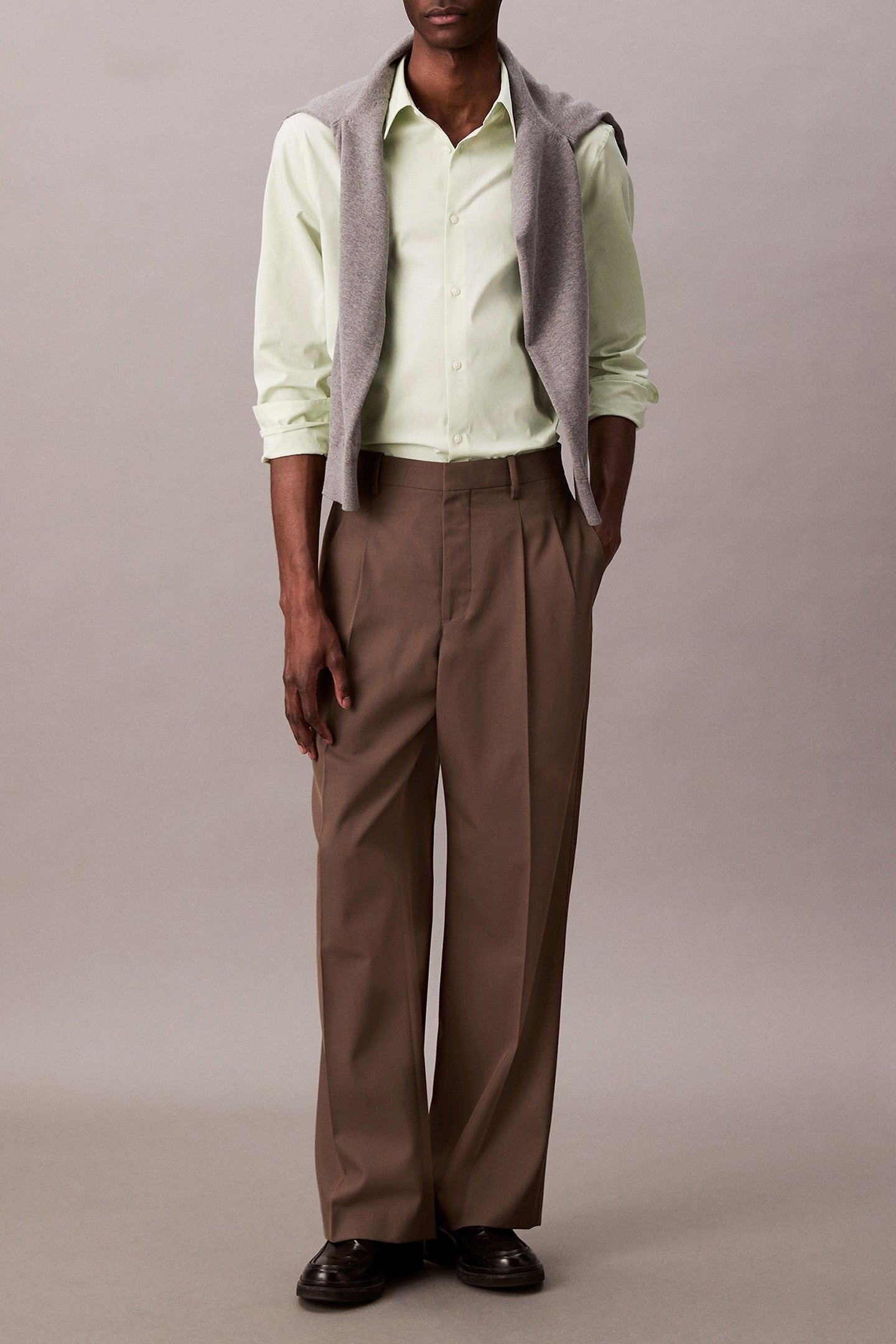 LS SOLID STRETCH SLIM FIT SHIRT TENDER GREENS 3