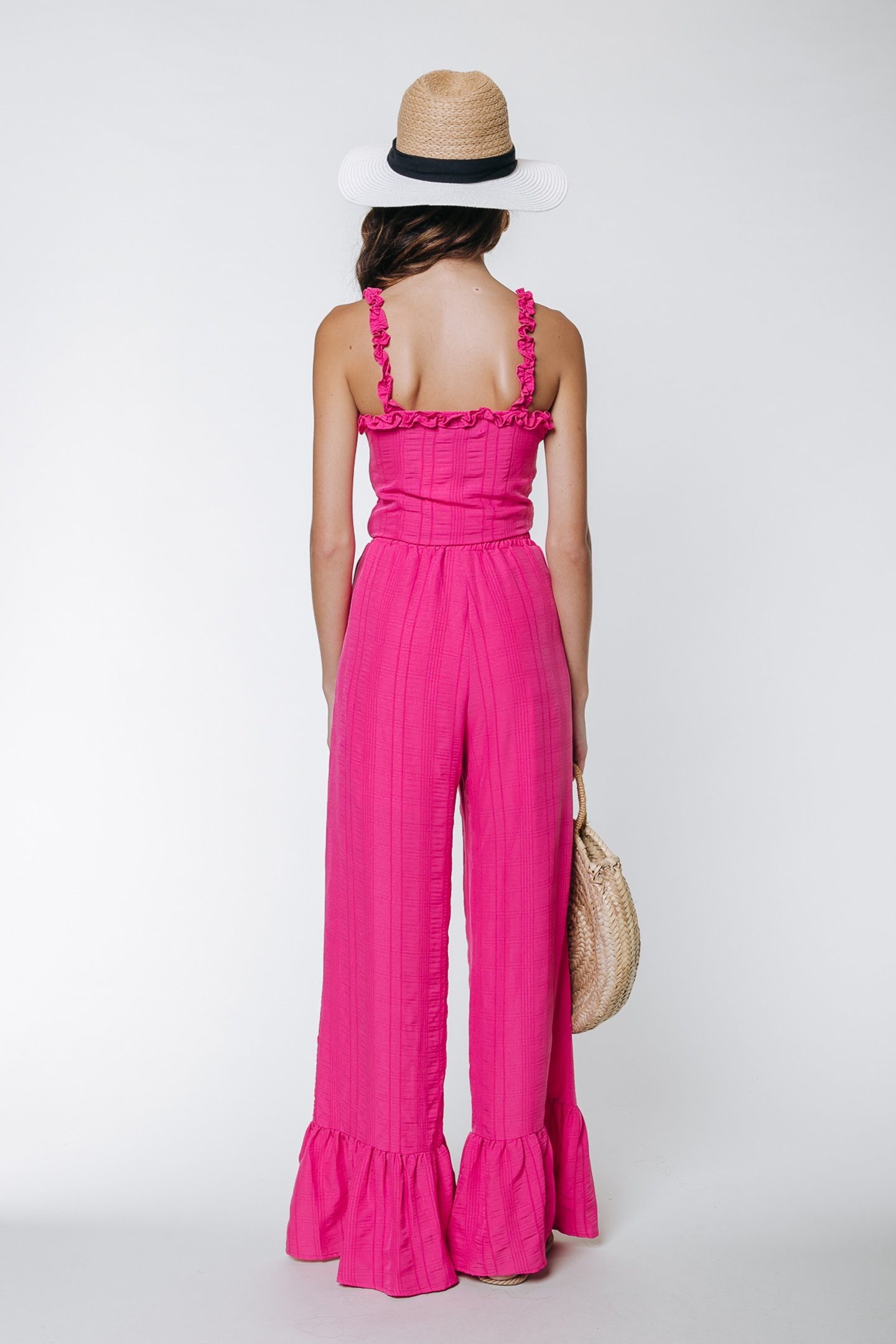 POPPY STRUCTURE RUFFLE PANTS BRIGHT PINK 2