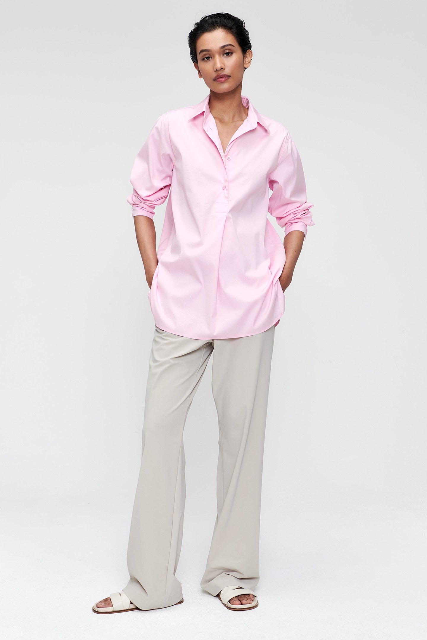 LONG COTTON POLO TOP ROSE PETAL 2