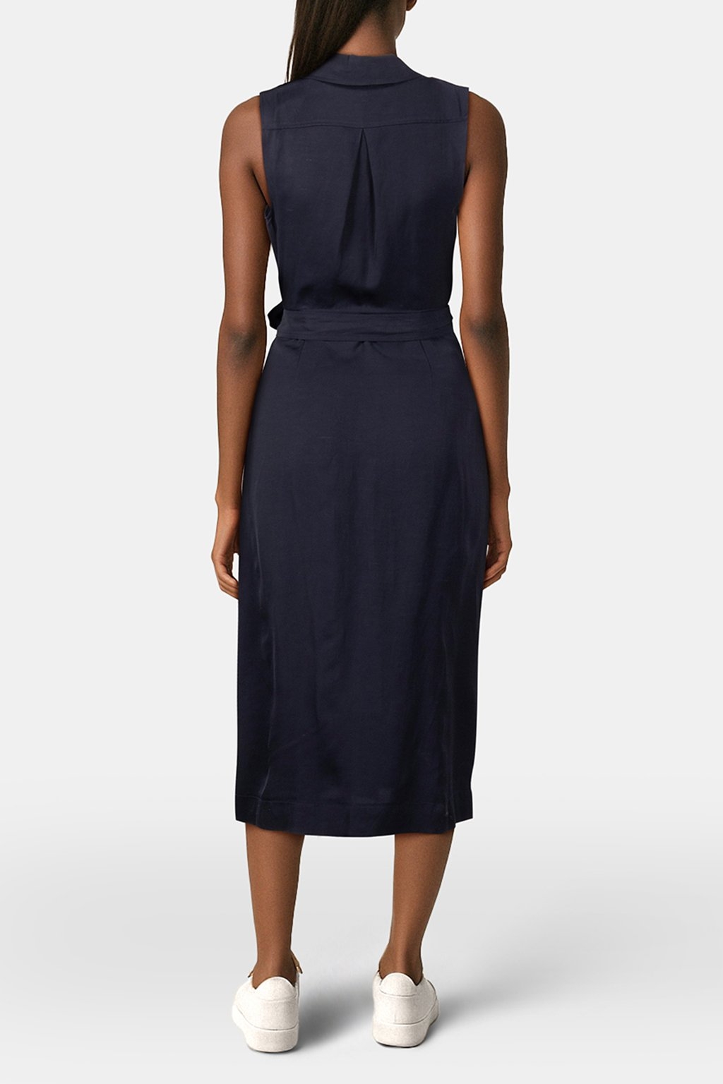STRUCTURED LINEN DRESS NAVY 2