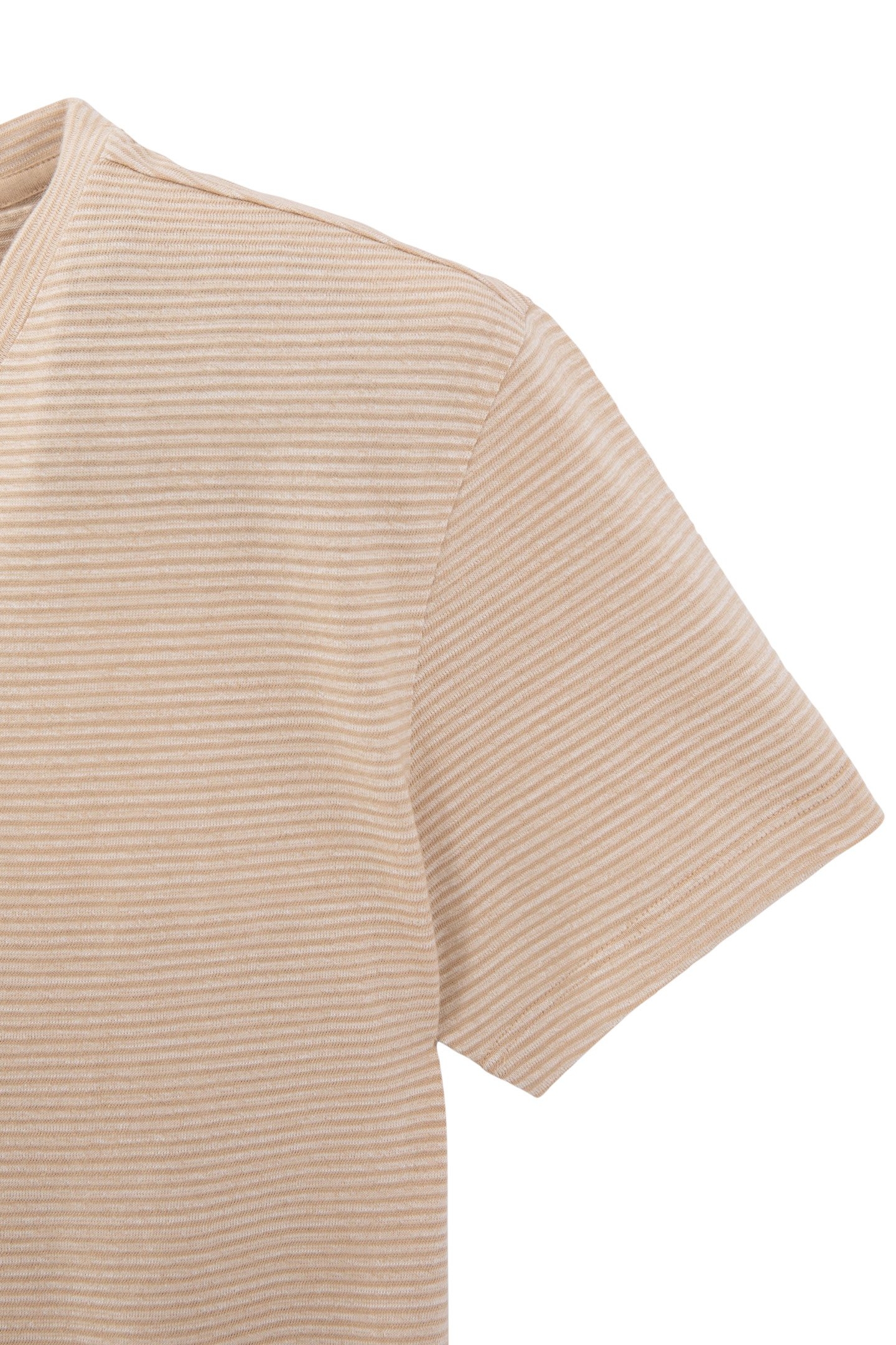 BEIGE ORGANIC COTTON THIN STRIPED T-SHIRT 6