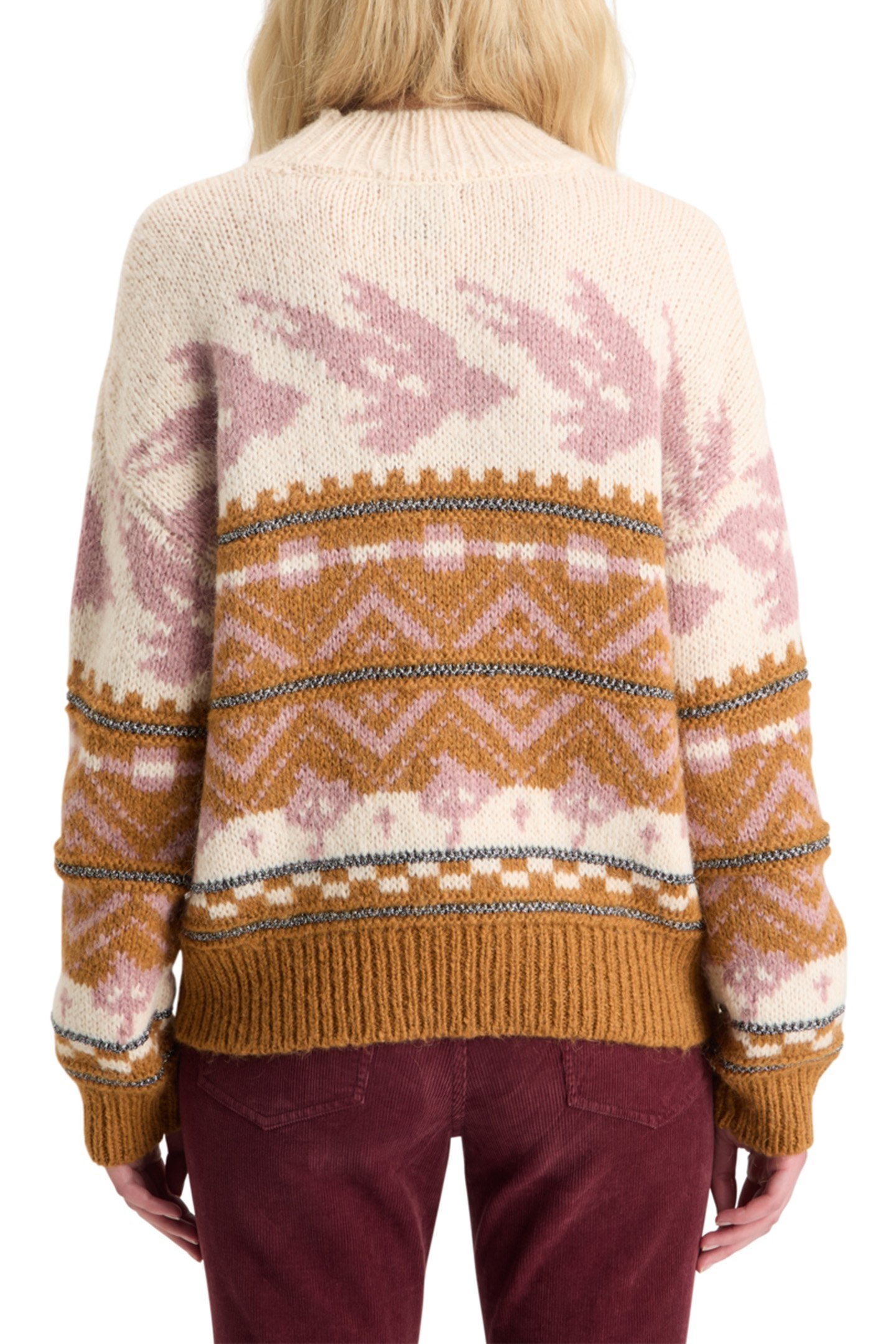 METALLIC FAIR ISLE PULLOVER TOBACCO 2