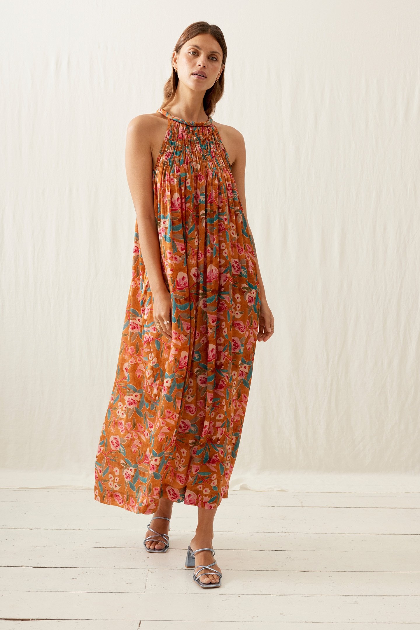 DRESS MARJORIE CINNAMON POPPY BLOOM 1