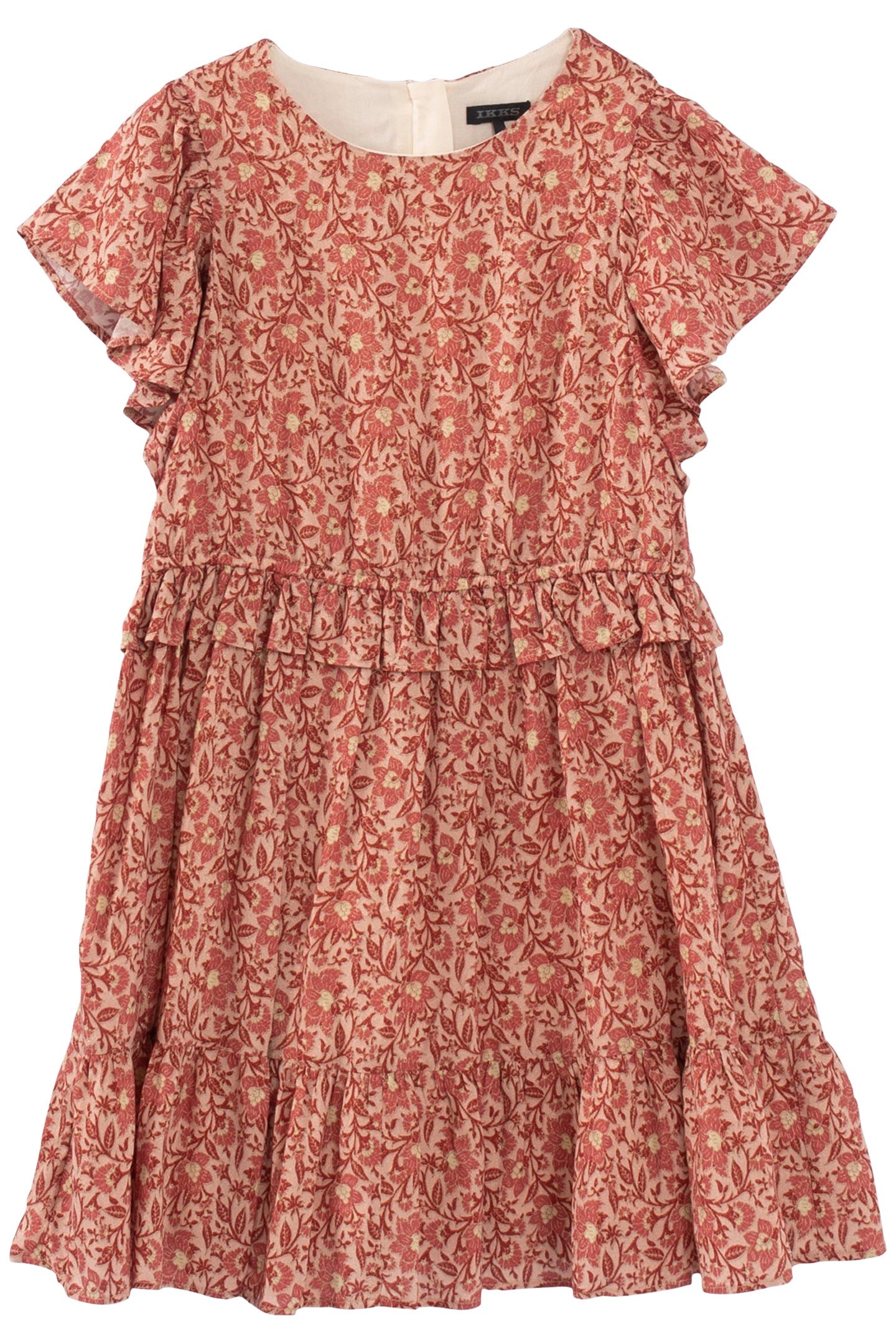 GIRLS' RED FLOWERY PRINT DRESS 1