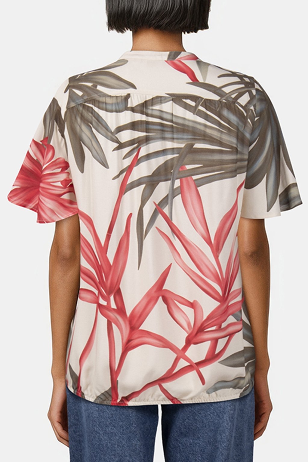 SHORT SLEEVE BLOUSE CARRY OFFWHITE WITH YUCCA PRINT 2