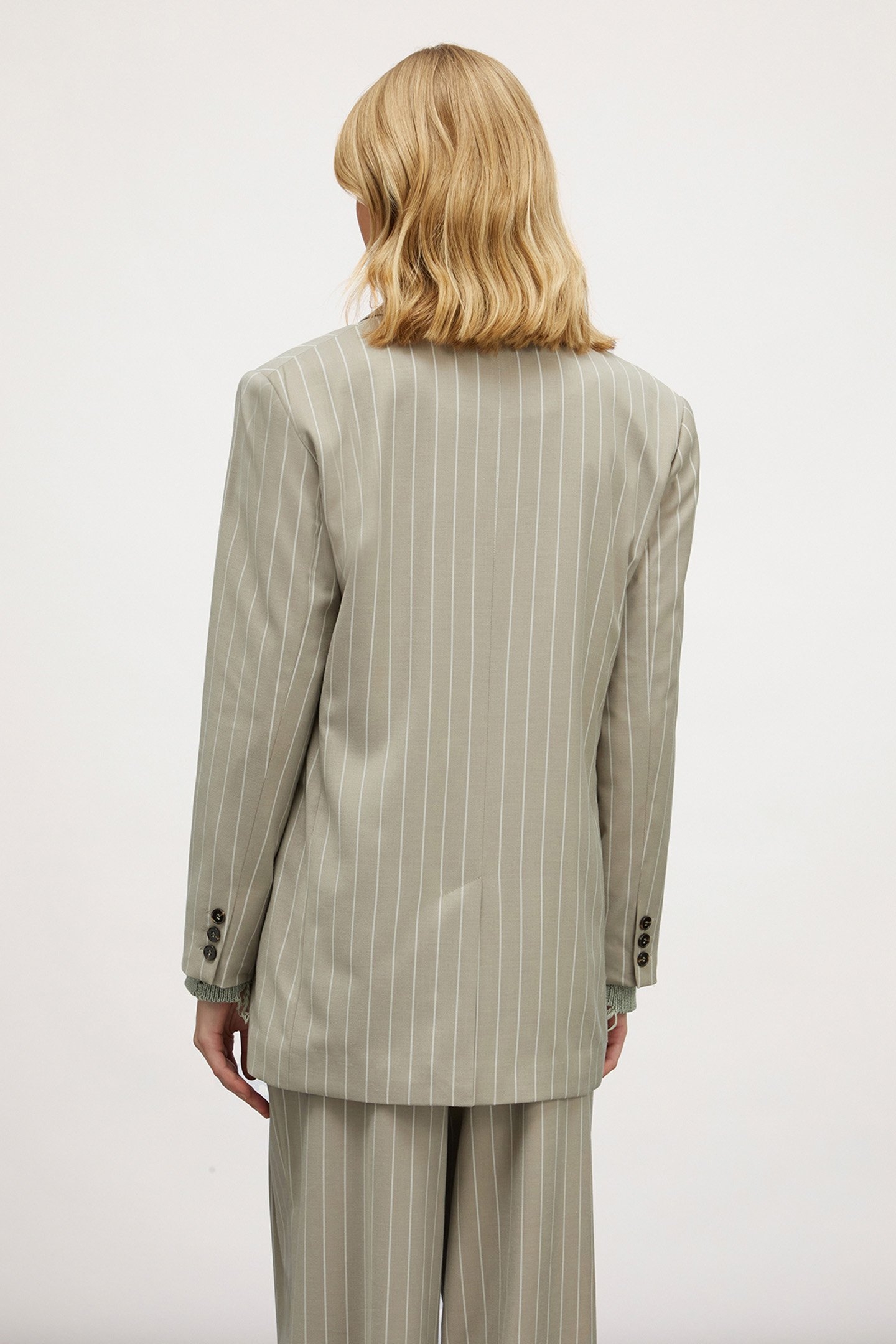 OVERSIZED PINSTRIPED BLAZER GREEN 2