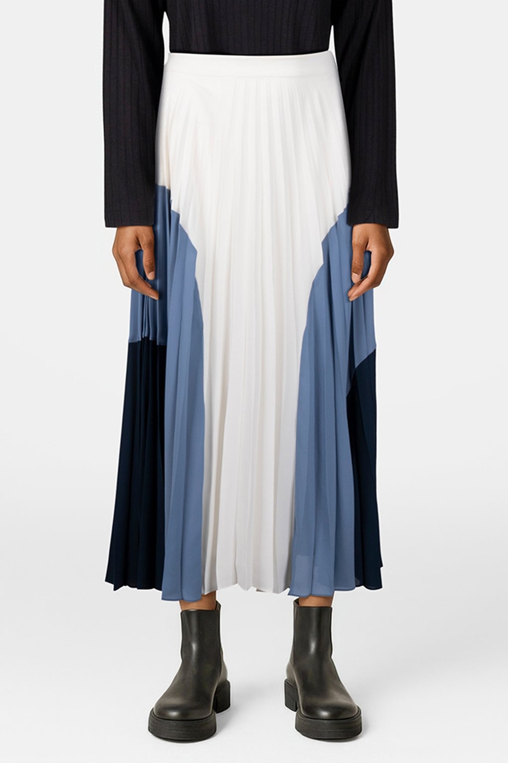 COLOURBLOCK PLEAT SKIRT BLUE 1