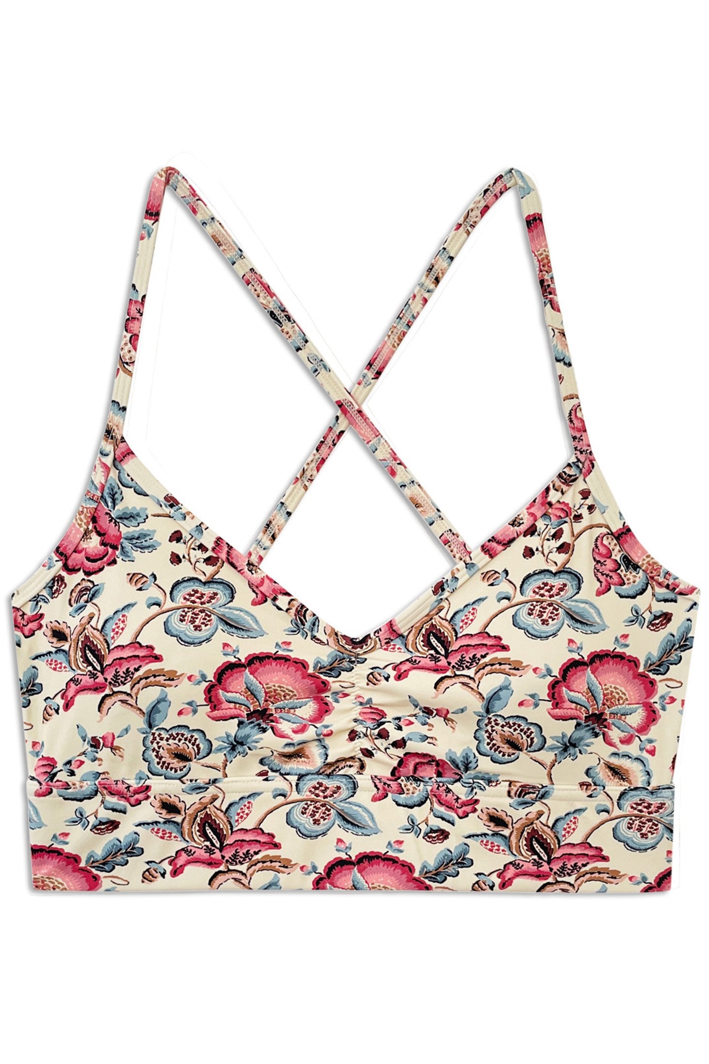 YOGA BRA SATNAM CREAM INDIAN FLOWERS 2