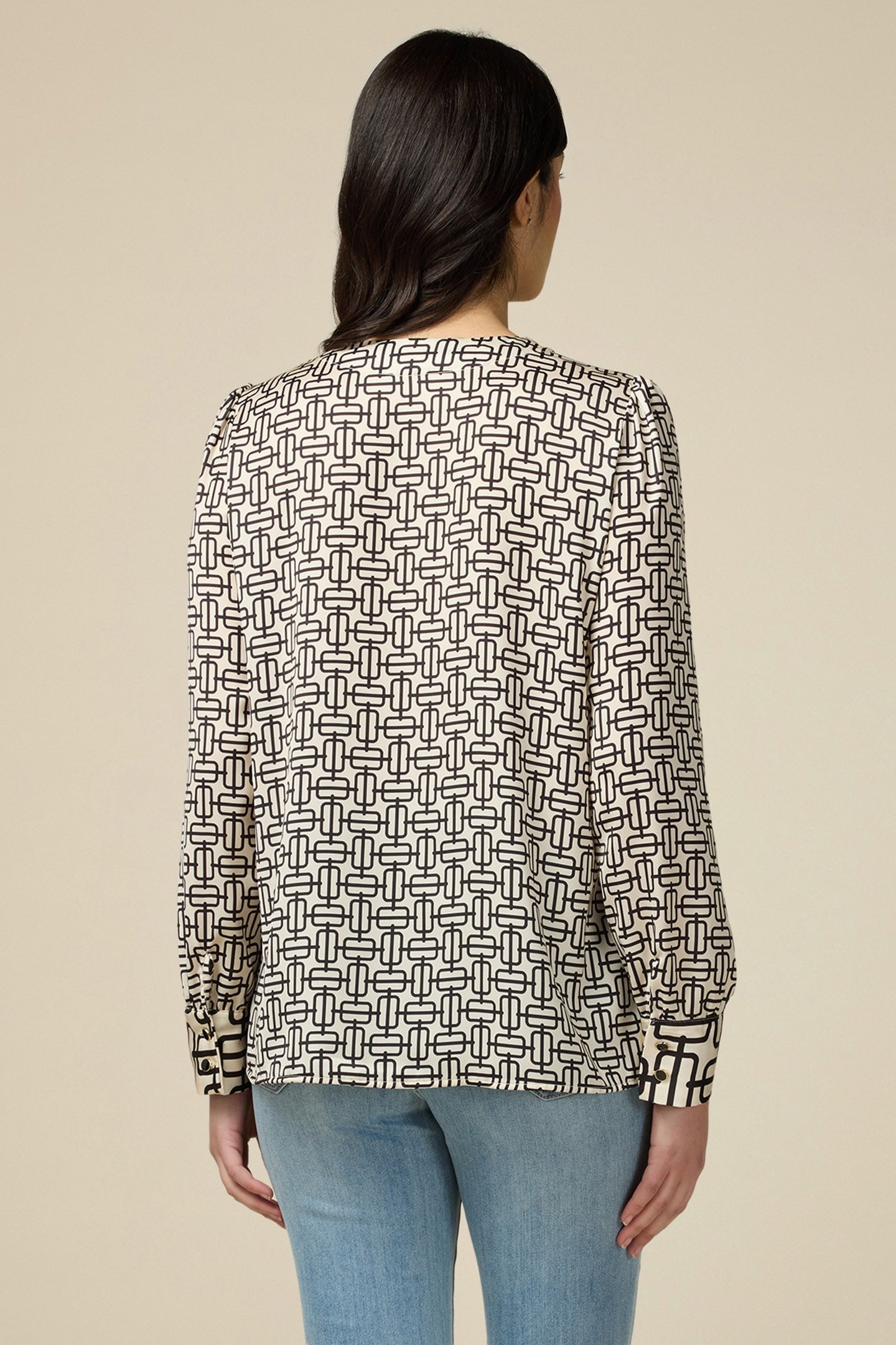 OPTICAL PATTERNED SATIN SHIRT WHITE 2