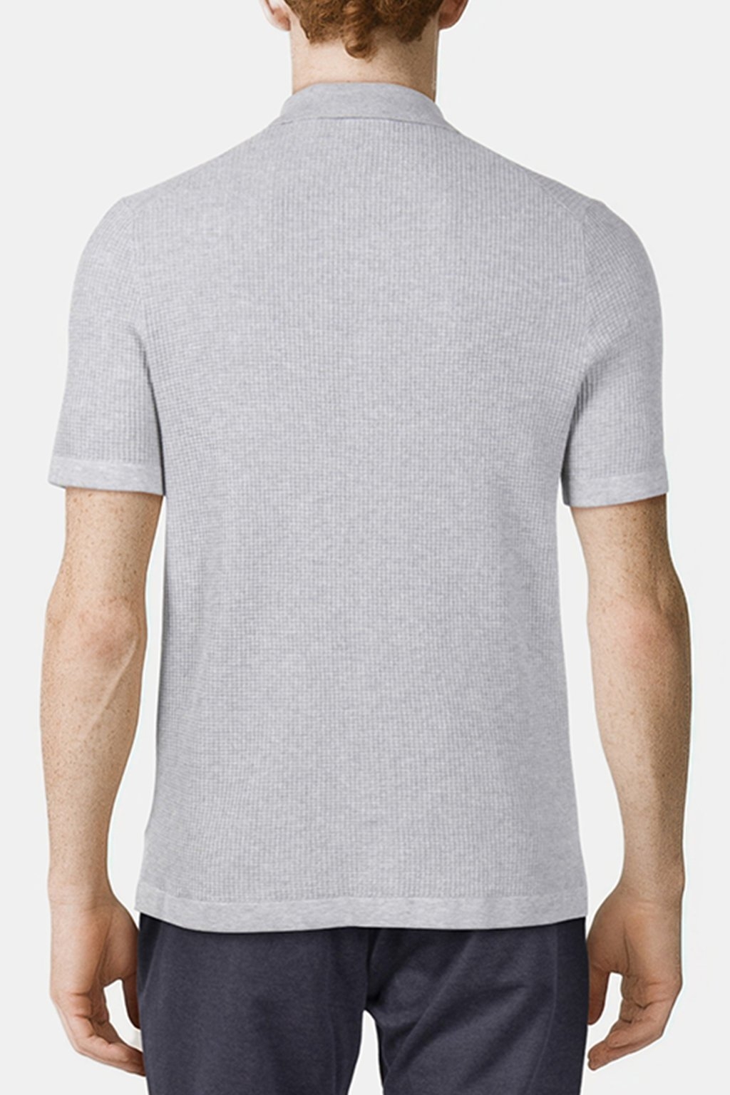 SS BUTTON FRONT CHEST POCKET SWEATER GREY/WHITE 2